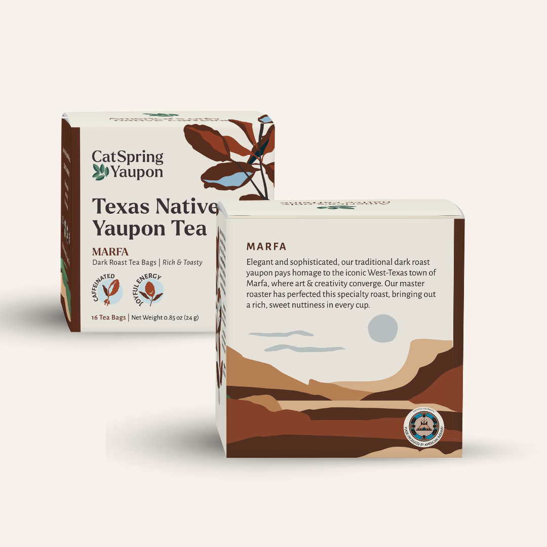 Marfa Dark Roast Yaupon - Loose Leaf & Teabag Individually wrapped yaupon teabags