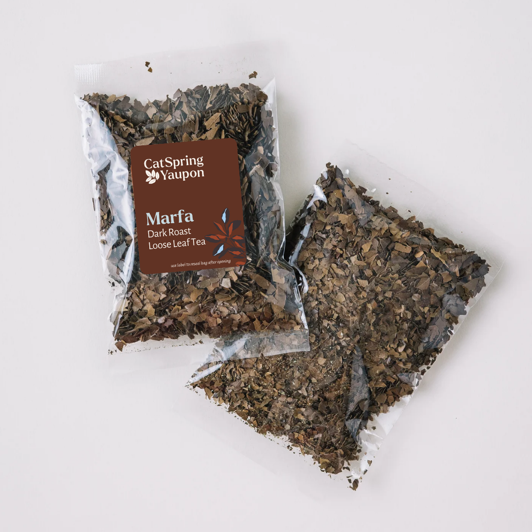 Marfa Dark Roast Yaupon - Loose Leaf & Teabag Individually wrapped yaupon teabags