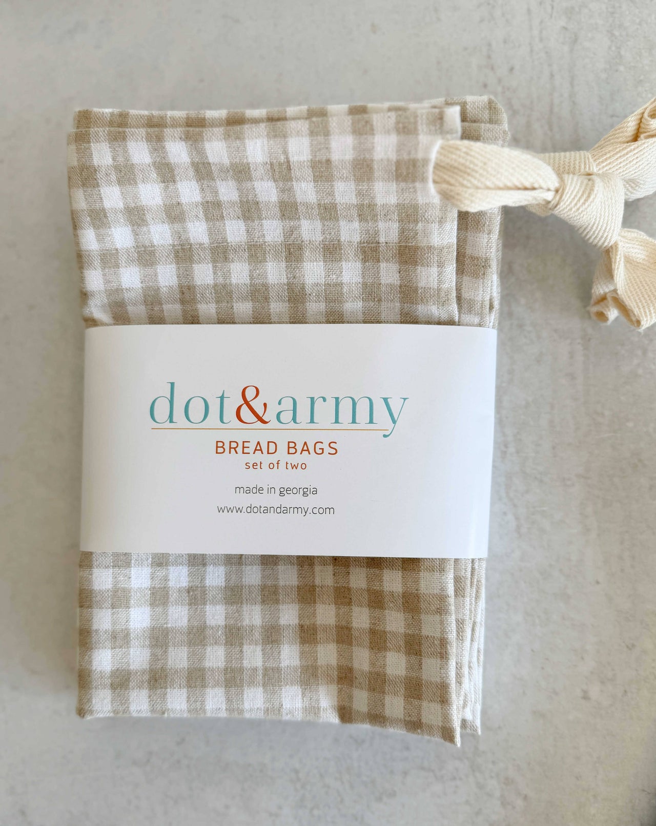 Check Linen Bread Bags, set of two